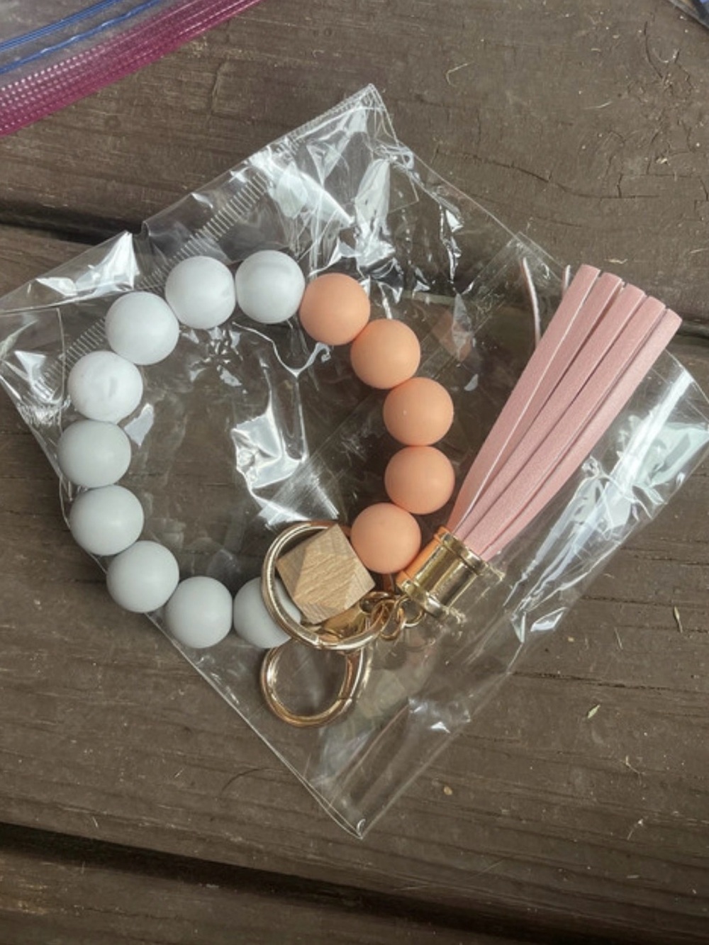 Silicone Bead Wristlet Keychain